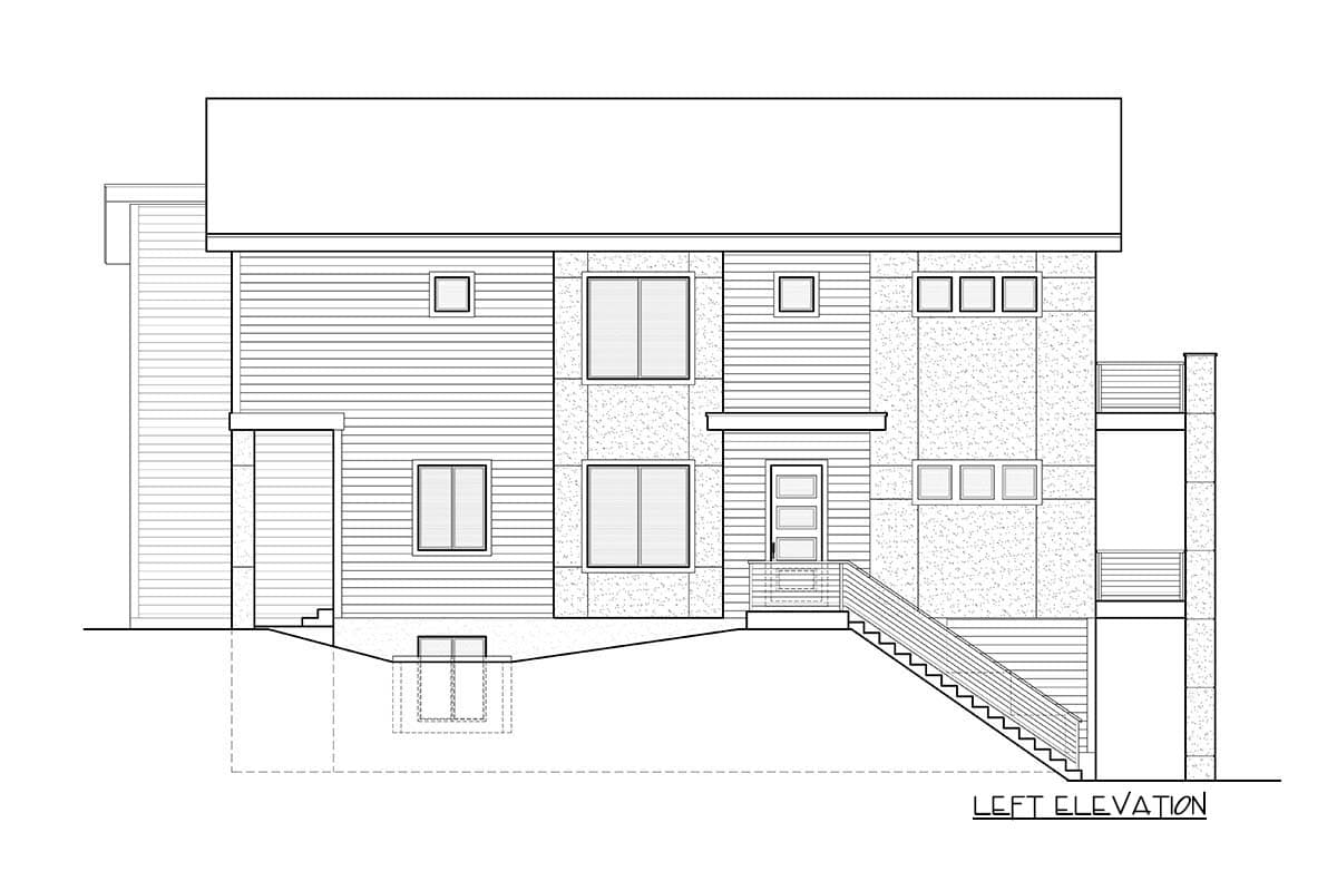 Plan 666064RAF: Contemporary 2-Family House Plan with a Drive-Under Garage - Image #6 - Modern, Northwest