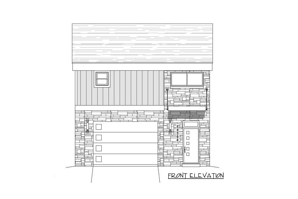 Plan 68591VR: 825 Square Foot Contemporary House Plan with Balcony - Image #4 - Carriage, Contemporary, Mid Century Modern, Modern