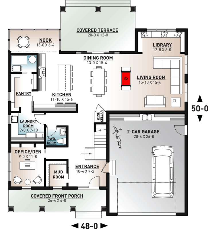Plan 22548DR: Modern Farmhouse Plan for a Family of Six - 3497 Sq Ft - Floor Plan - Main Level - Country, Farmhouse, Modern Farmhouse, New American, Northwest, Traditional