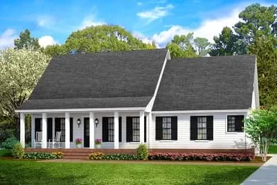 Split Bedroom Country Cottage with 6-Columned Front Porch