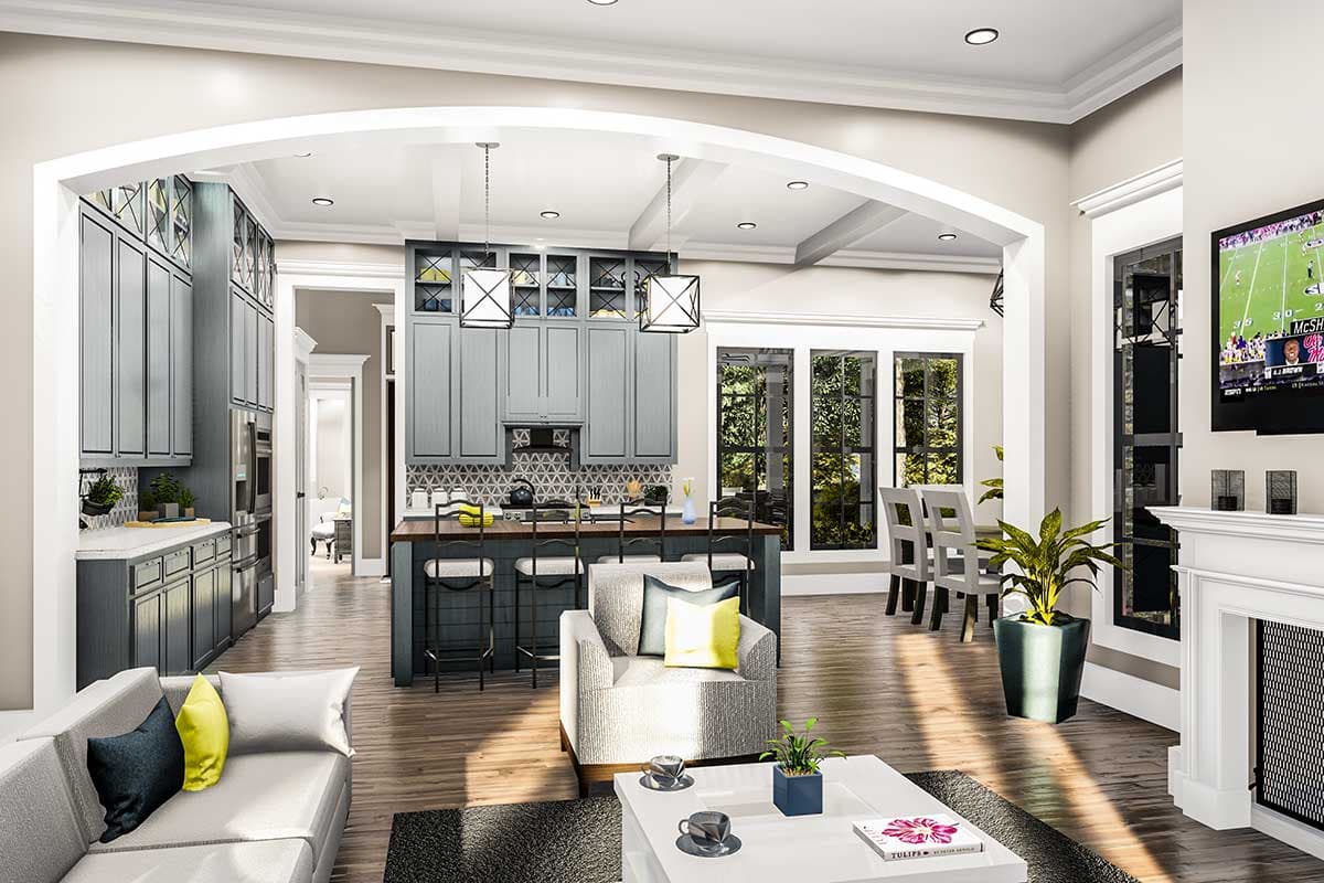 Plan 62152V: Southern Cottage House Plan with Outdoor Living Room with Fireplace - 1927  Sq Ft - Image #6 - Country, Southern, Southern Traditional