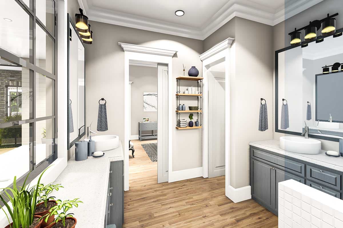 Plan 62152V: Southern Cottage House Plan with Outdoor Living Room with Fireplace - 1927  Sq Ft - Image #11 - Country, Southern, Southern Traditional