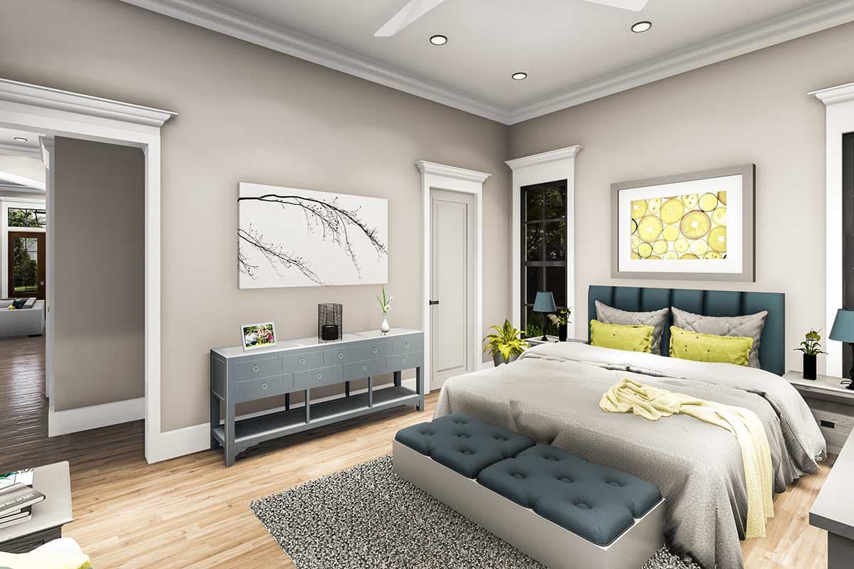 Plan 62152V: Southern Cottage House Plan with Outdoor Living Room with Fireplace - 1927  Sq Ft - Image #13 - Country, Southern, Southern Traditional