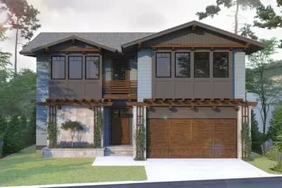 Contemporary Craftsman House Plan with Main-Floor Master