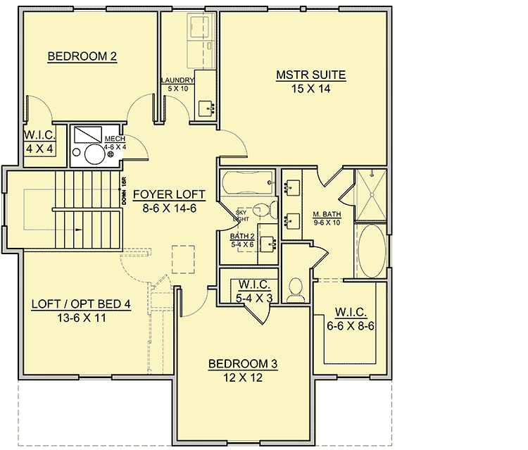 Plan 370008SEN: Two-Story Craftsman with Optional Lower Level - Floor Plan - 2nd Floor - Country, Craftsman, Northwest