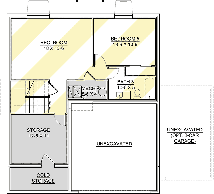 Plan 370008SEN: Two-Story Craftsman with Optional Lower Level - Floor Plan - Optional Lower Level - Country, Craftsman, Northwest