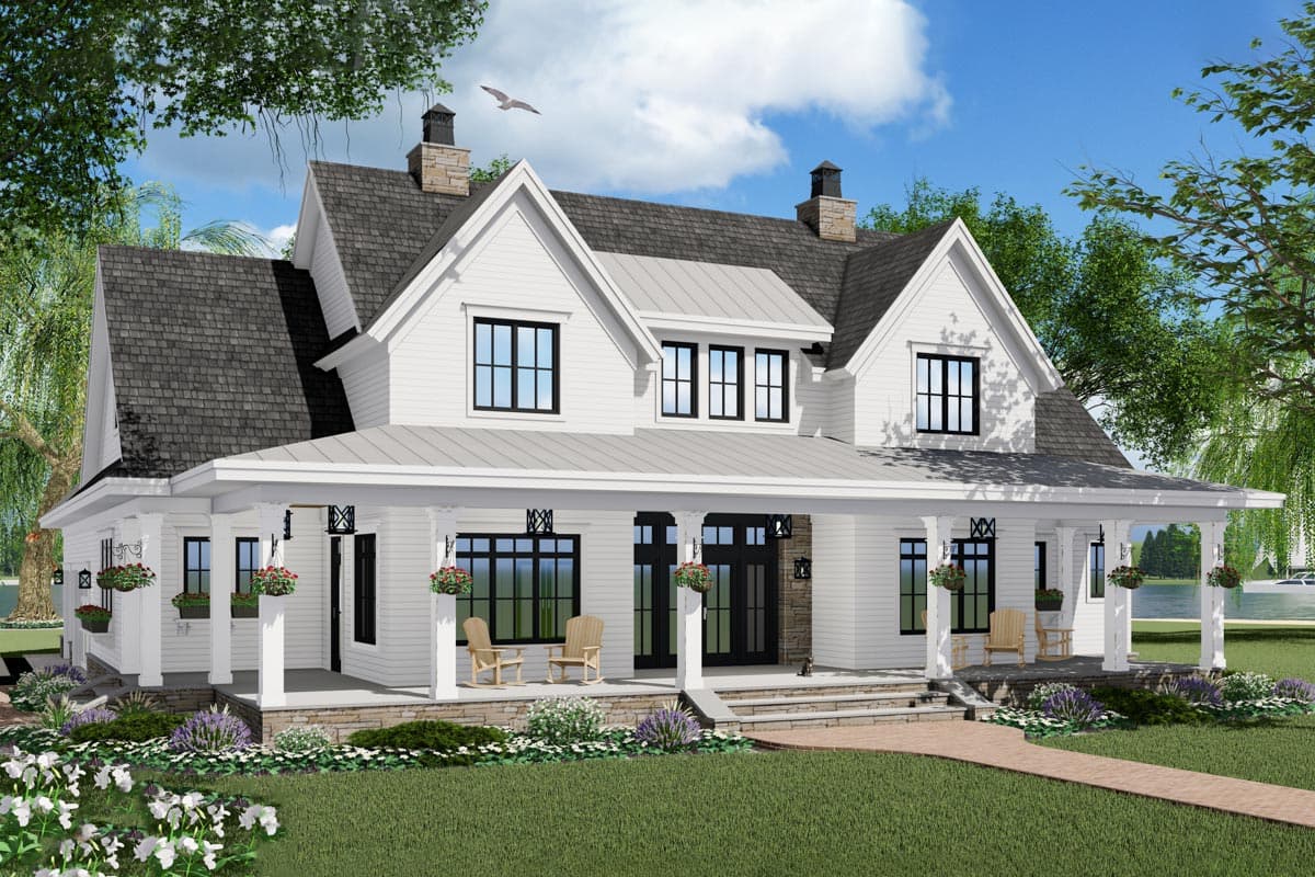 Plan 14680RK: 3-Bed Modern Farmhouse Plan with French Door Greeting - Image #6 - Country, Farmhouse, Modern Farmhouse, New American, Traditional