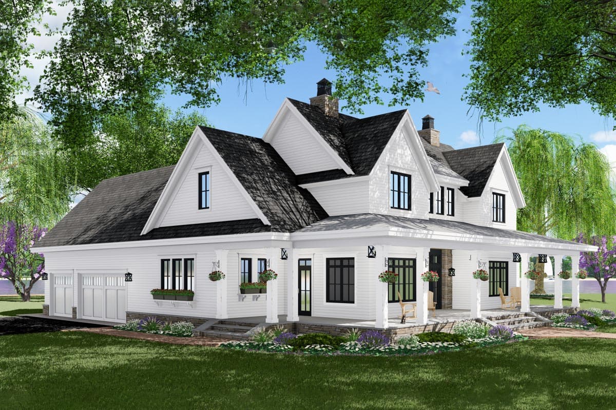 Plan 14680RK: 3-Bed Modern Farmhouse Plan with French Door Greeting - Image #8 - Country, Farmhouse, Modern Farmhouse, New American, Traditional