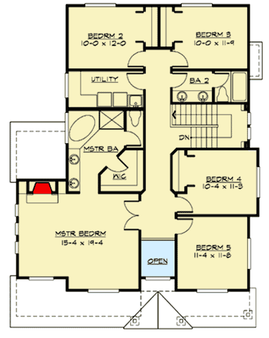 Plan 23810JD: 5-Bed New American Home Plan with Vaulted Master Bedroom - Floor Plan - 2nd Floor - Craftsman, New American, Northwest