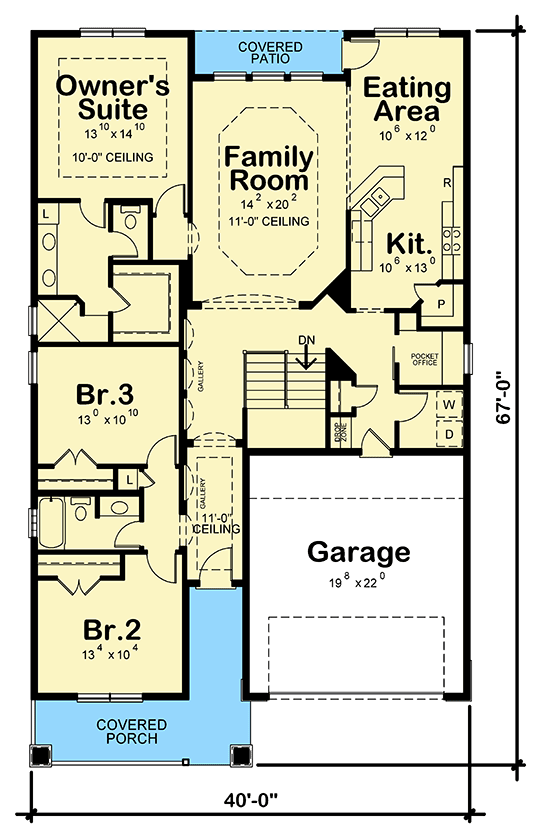 Plan 42595DB: Craftsman House Plan with Convenient One-Story Living - Floor Plan - Main Level - Craftsman, Traditional