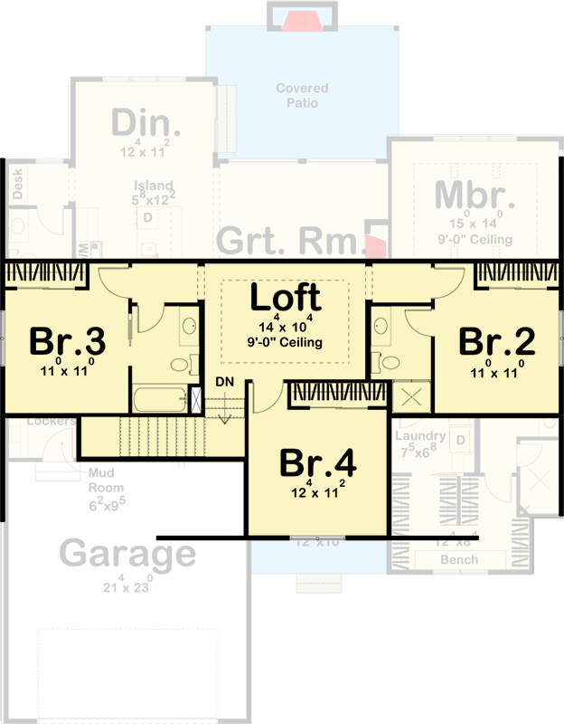 Plan 62762DJ: Modern Farmhouse Plan Offering Convenient Living - Floor Plan - 2nd Floor - Country, Modern Farmhouse, New American