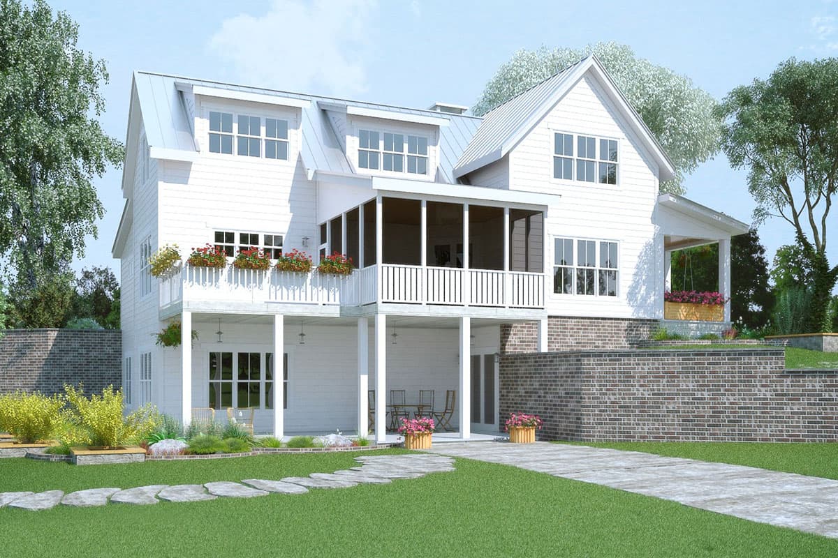 Plan 92385MX: Modern Farmhouse Under 3200 Square Feet with Partial Wraparound Porch - Image #4 - Country, Farmhouse, Modern Farmhouse, New American