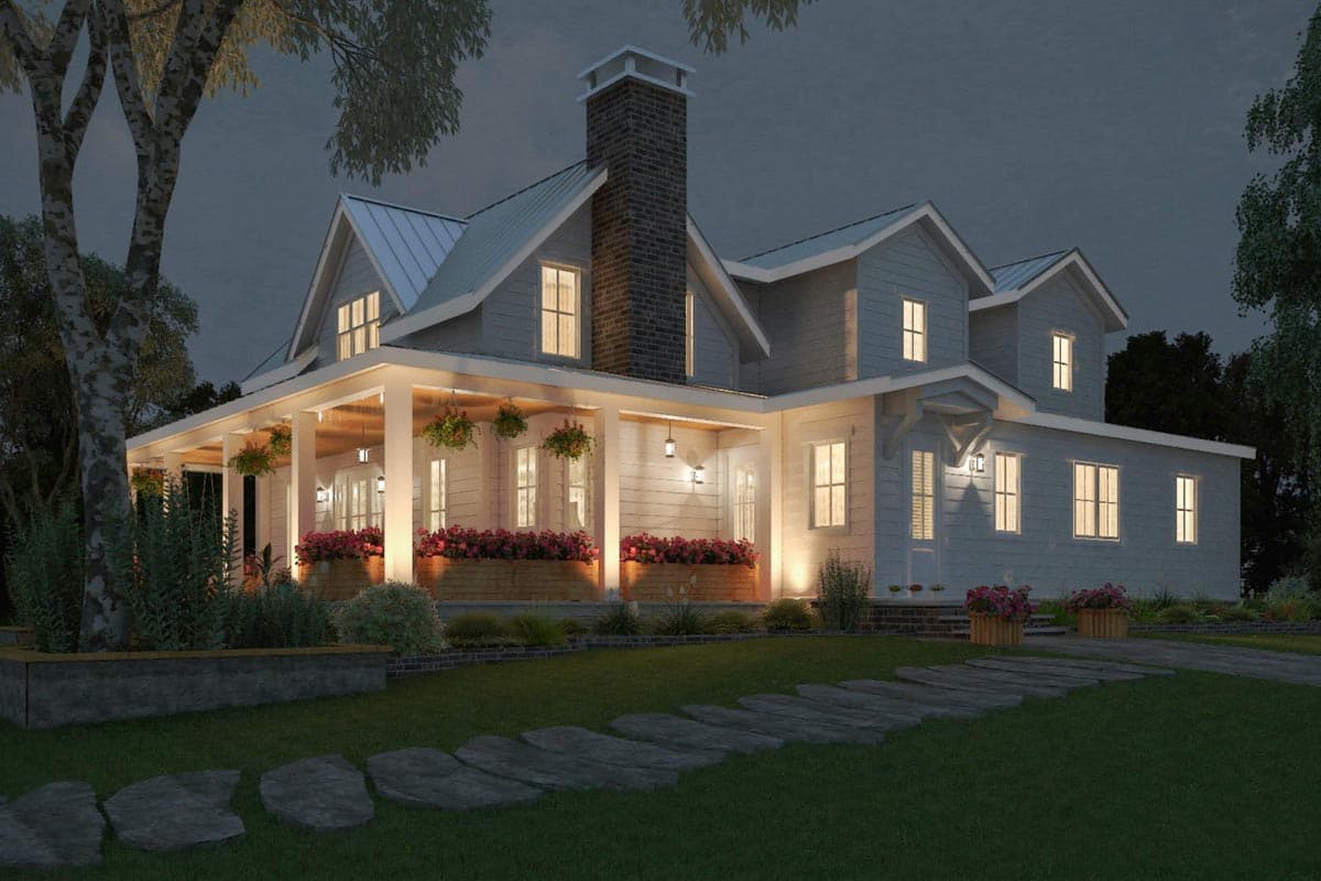Plan 92385MX: Modern Farmhouse Under 3200 Square Feet with Partial Wraparound Porch - Image #5 - Country, Farmhouse, Modern Farmhouse, New American