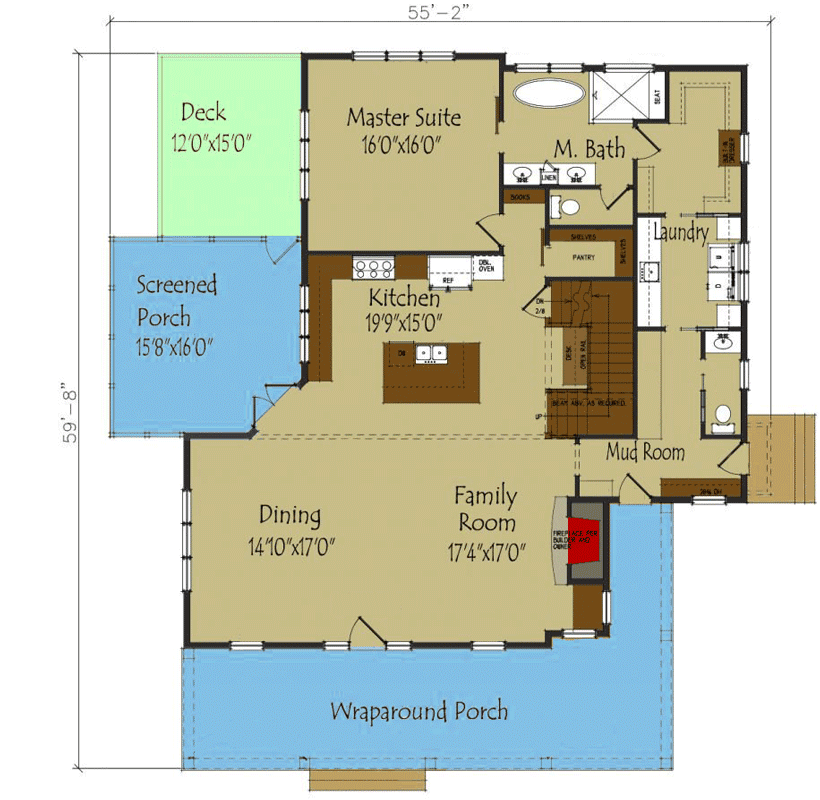Plan 92385MX: Modern Farmhouse Under 3200 Square Feet with Partial Wraparound Porch - Floor Plan - Main Level - Country, Farmhouse, Modern Farmhouse, New American