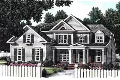 3-Bed Georgian Home Plan with 2-Story Foyer