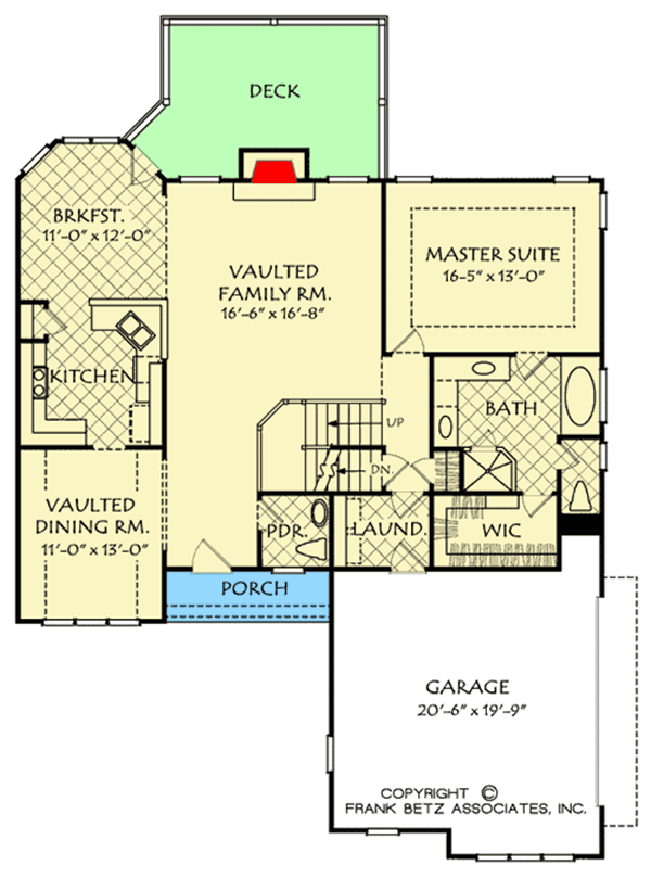Plan 710210BTZ: Modest New American House Plan with Bonus Room - Floor Plan - Main Level - Country, Craftsman, New American, Traditional