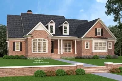 Classic Brick Home Plan with Upstairs Expansion