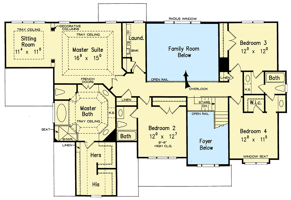 Plan 710224BTZ: Shingle-and-Siding House Plan with Upstairs Master and Laundry - Floor Plan - 2nd Floor - Southern, Traditional