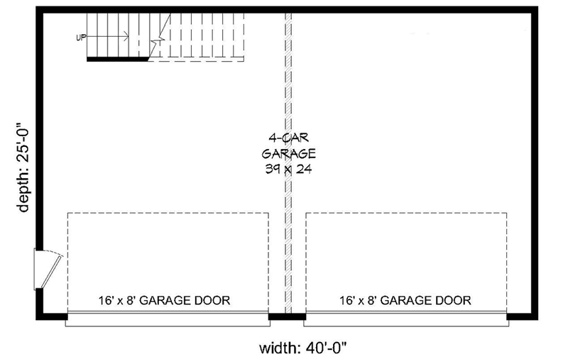 Plan 68593VR: Expanded Modern Garage with Loft Space Above - Floor Plan - Main Level