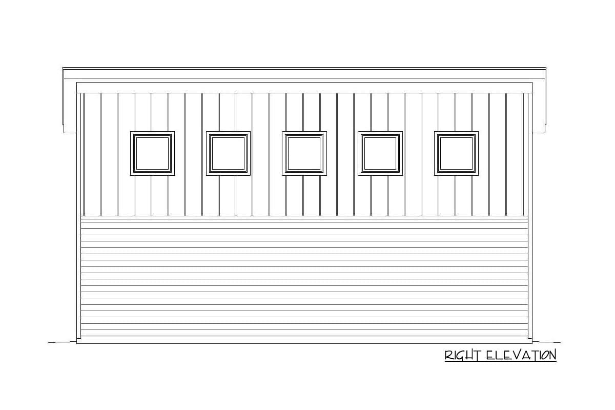 Plan 68595VR: Garage Plan with Side-Sloping Roof and Storage Area - Image #4 - Contemporary, Mid Century Modern, Modern