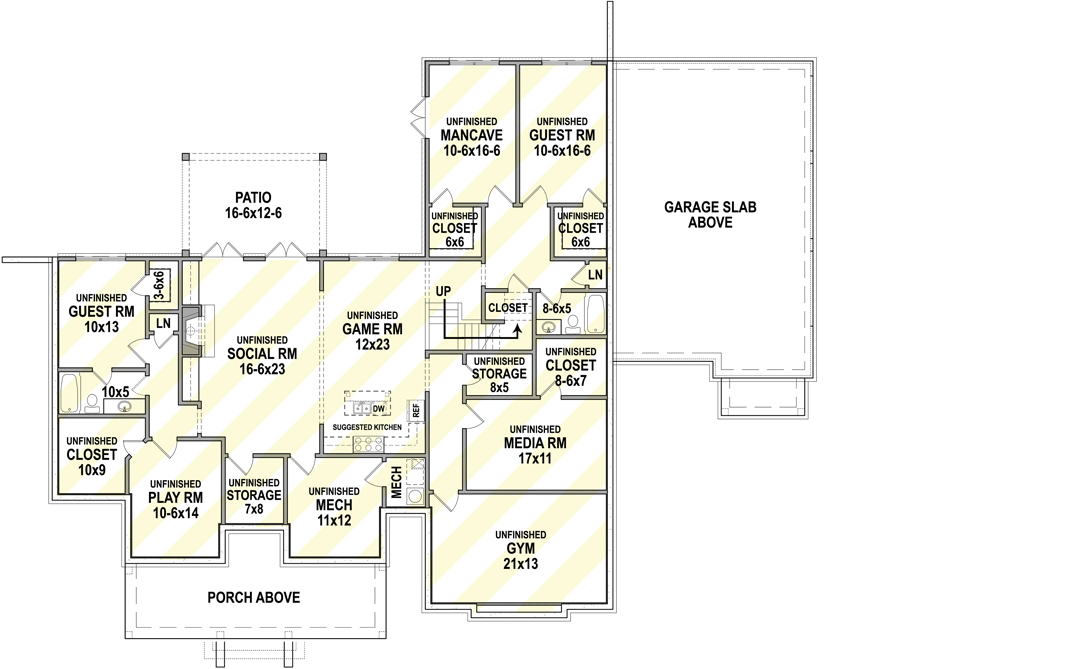 Plan 12315JL: Impressive One-Level Modern Farmhouse with In-Law Suite - 2484 Sq Ft - Floor Plan - Optional Lower Level - Country, Farmhouse, Modern Farmhouse, New American