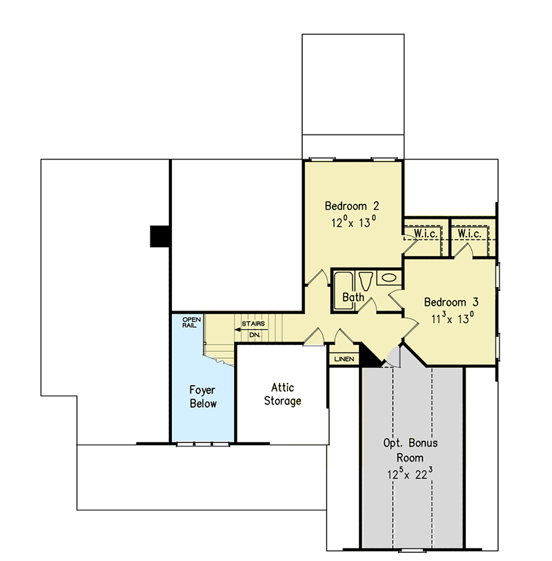 Plan 710230BTZ: 4-Bed House Plan with Cozy Front Porch - Floor Plan - 2nd Floor - Country, Traditional