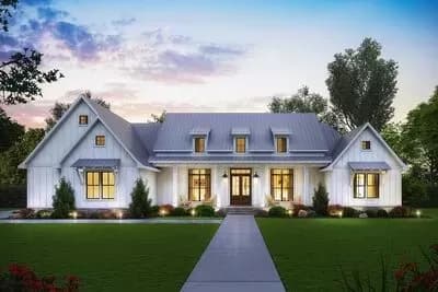 Modern Farmhouse Plan with Split Bedroom Layout - 2514 Sq Ft