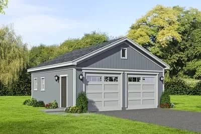 2-Car Detached Garage with 2 Garage Doors