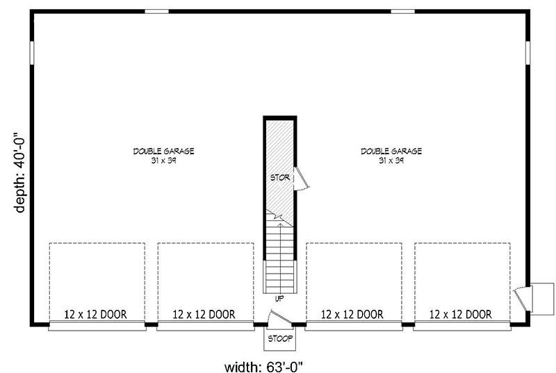 Plan 68600VR: 4-Car Garage Plan with Large Loft - Floor Plan - Main Level