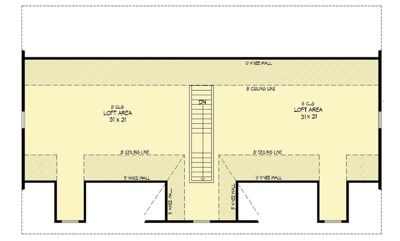 Plan 68600VR: 4-Car Garage Plan with Large Loft - Floor Plan - 2nd Floor
