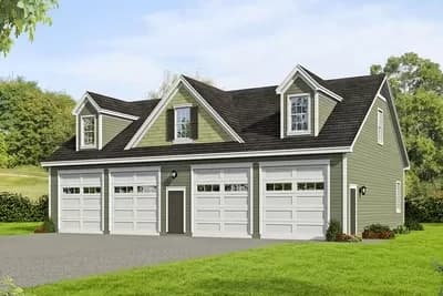 4-Car Garage Plan with Large Loft