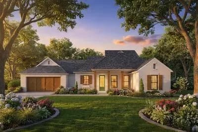 One-Story French Country Farmhouse Plan with 3-Bedrooms - 1659 Sq Ft