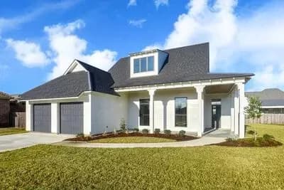 One-Level House Plan with Cathedral Ceilings in Living Room