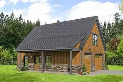 Rustic 855 Sq Ft Garage with 781 Sq Ft of Living Space Above