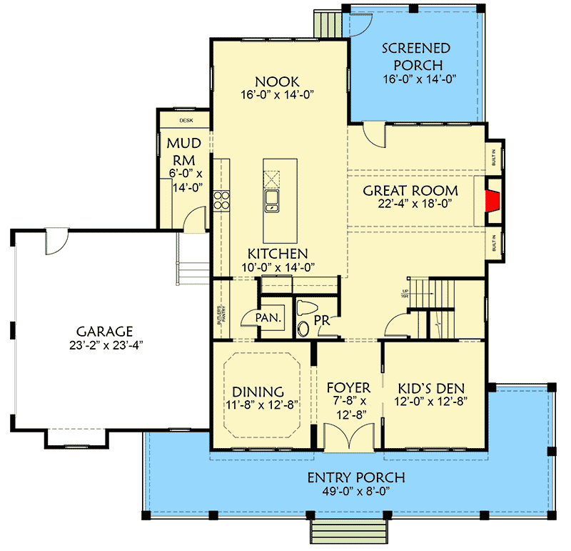 Plan 500062VV: Two-Story Farmhouse Plan Screened Porch and Attic Expansion - 3208 Sq Ft - Floor Plan - Main Level - Country, Farmhouse, Traditional