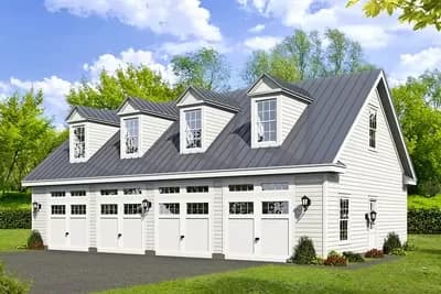 4-Car Garage Plan with Loft Above - 1075 Sq Ft Garage and 914 Sq Ft Loft