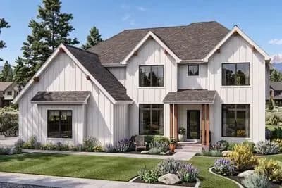 5-Bed New American House Plan with Upstairs Bedrooms