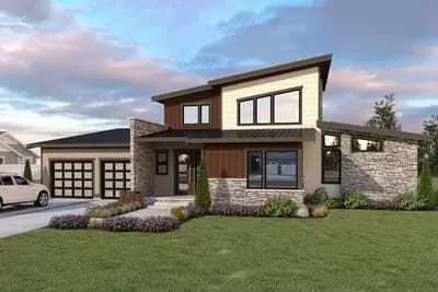 Efficient Modern Home Plan with Drive-Through Garage