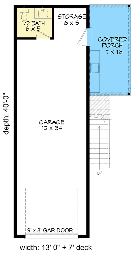 Plan 68610VR: Narrow Garage Plan with Upstairs Apartment - Floor Plan - Main Level - Contemporary, Northwest