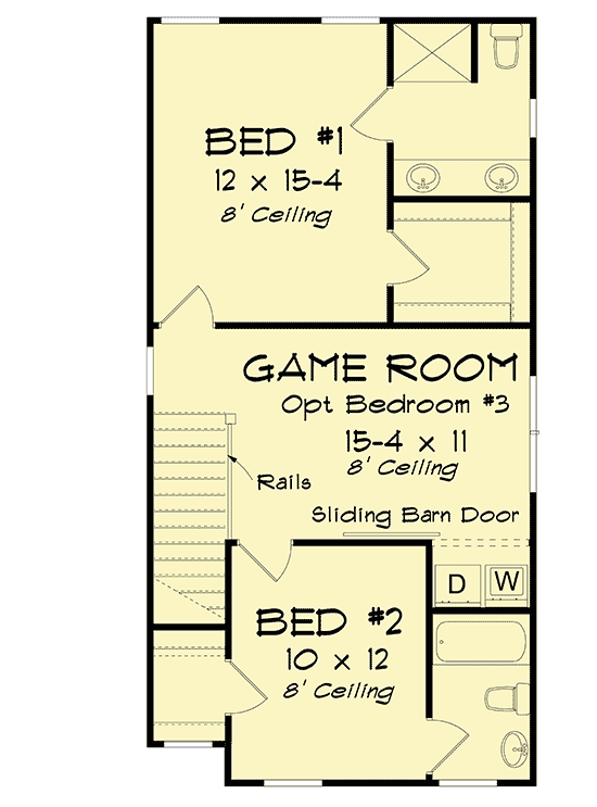 Plan 52292WM: Two-Story Cottage with Second-Level Sleeping Rooms - Floor Plan - 2nd Floor - Cottage, Country, Traditional