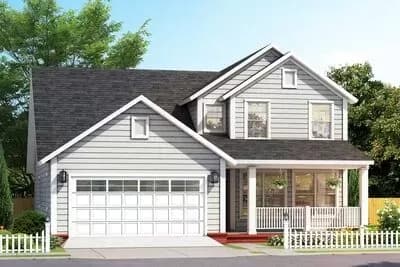 Two-Story Cottage Plan with Split Bedrooms