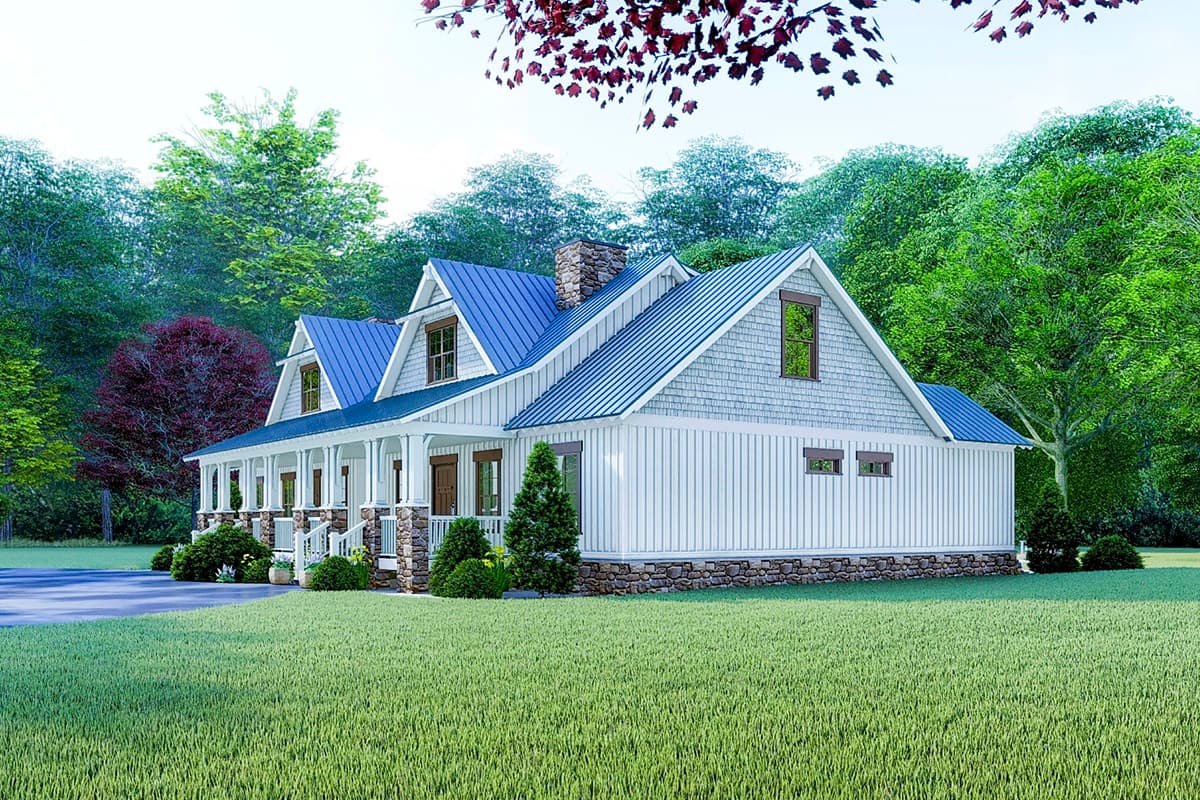 Plan 70627MK: Charming Modern Farmhouse Duplex House Plan - 4 Bed, 3 Bath, 1595 Sq Ft Each Unit - Image #4 - Country, Craftsman, Mountain