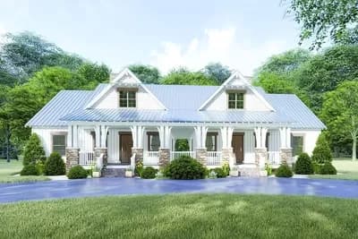 Charming Modern Farmhouse Duplex House Plan - 4 Bed, 3 Bath, 1595 Sq Ft Each Unit