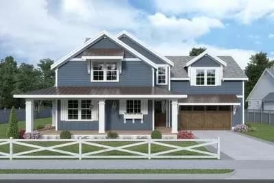4-Bed New American House Plan with Main-Level Master
