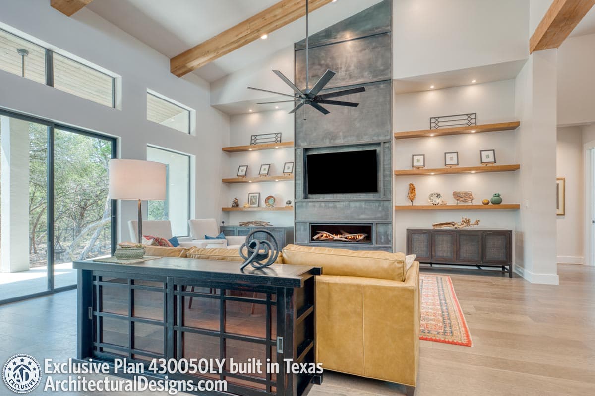 Plan 430050LY: Modern Hill Country House Plan with Open Air Upstairs Balcony - Image #6 - Contemporary, Hill Country, Mid Century Modern, Modern