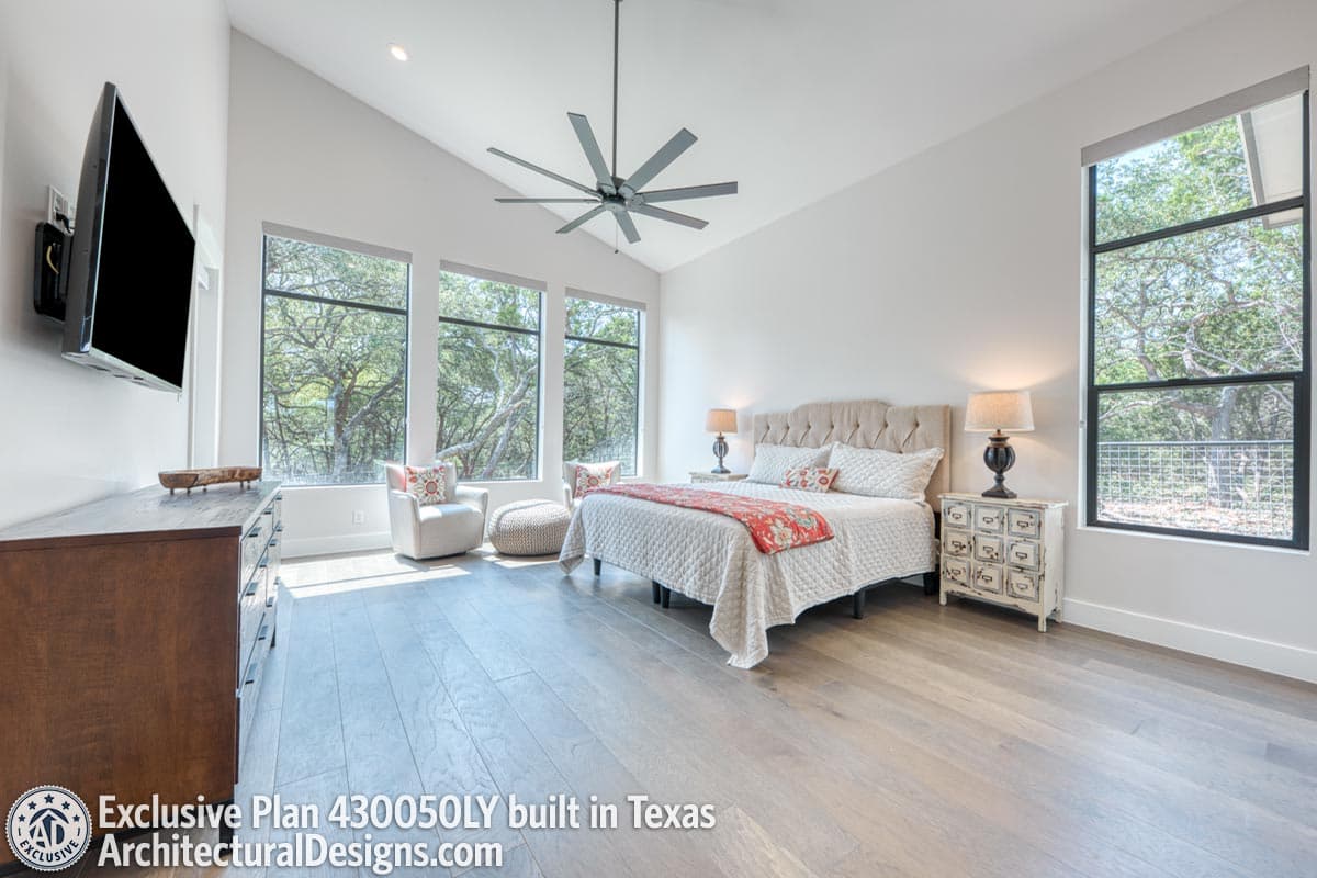 Plan 430050LY: Modern Hill Country House Plan with Open Air Upstairs Balcony - Image #10 - Contemporary, Hill Country, Mid Century Modern, Modern