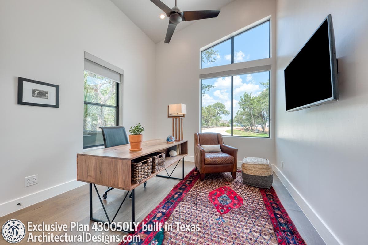 Plan 430050LY: Modern Hill Country House Plan with Open Air Upstairs Balcony - Image #14 - Contemporary, Hill Country, Mid Century Modern, Modern