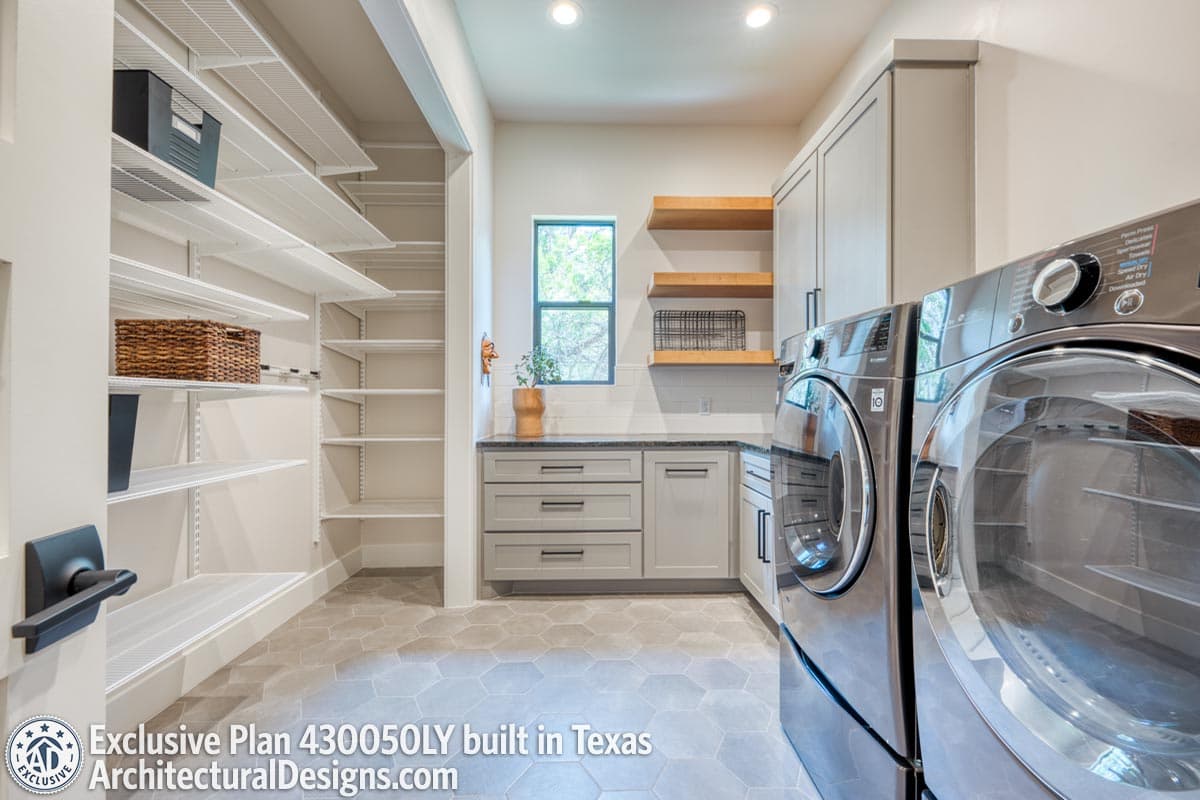 Plan 430050LY: Modern Hill Country House Plan with Open Air Upstairs Balcony - Image #15 - Contemporary, Hill Country, Mid Century Modern, Modern