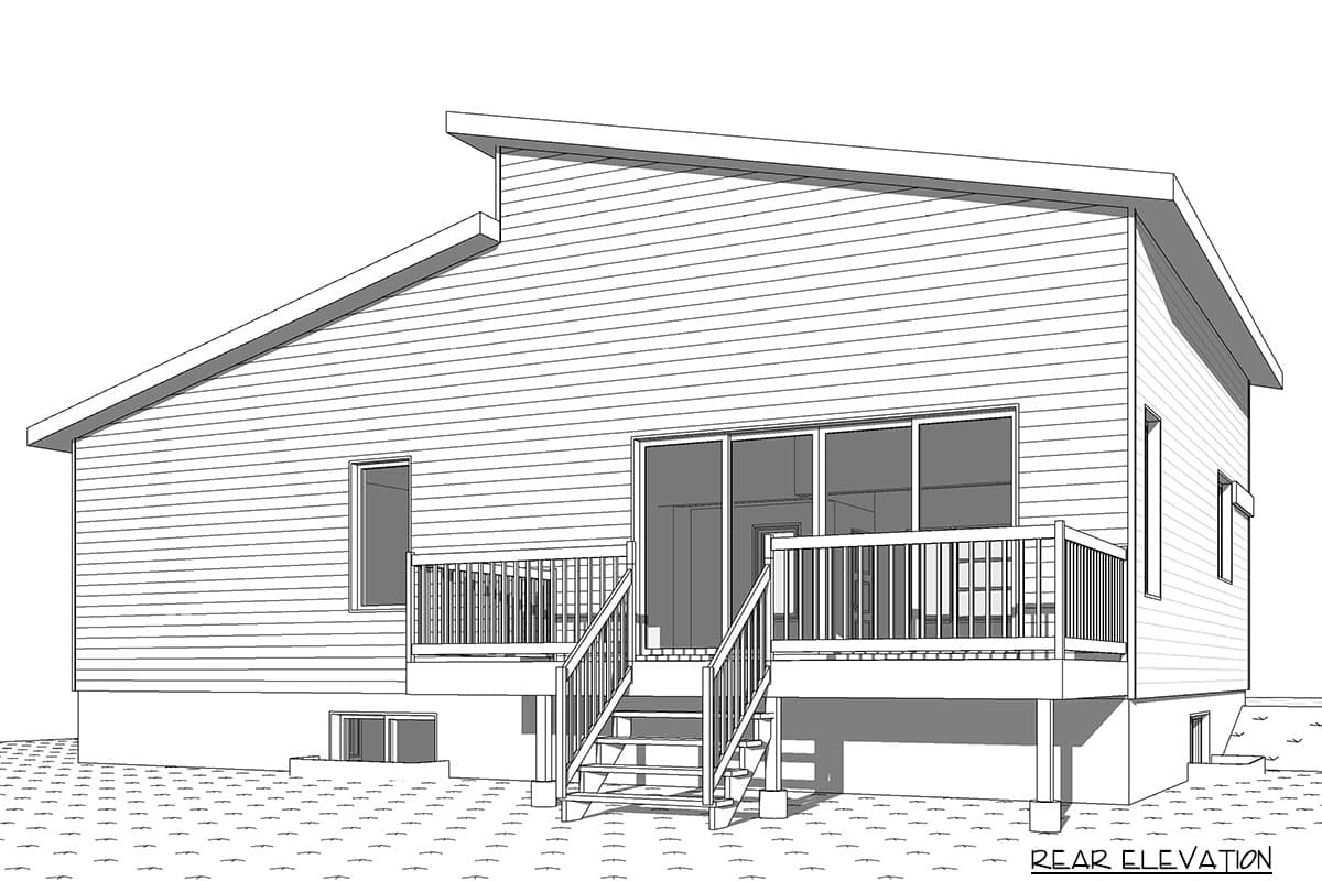Plan 22550DR: Modern Ranch House Plan with Compact Footprint - 1212 Sq Ft - Image #5 - Contemporary, Modern, Northwest, Ranch, Vacation
