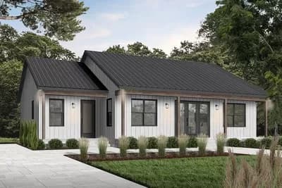 2-Bed 1600 Square Foot Modern Ranch Home Plan